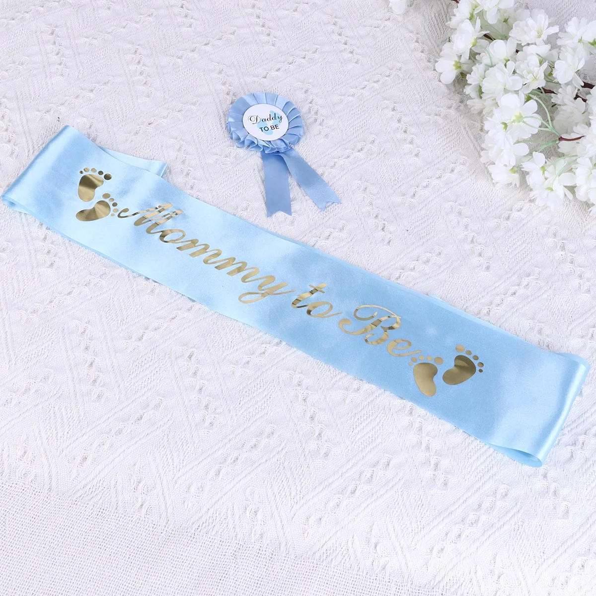 

Fashion Baby Birthday Party Sash Breastpin Set Stamping Letter Printing Party Decorative Sash Accessories