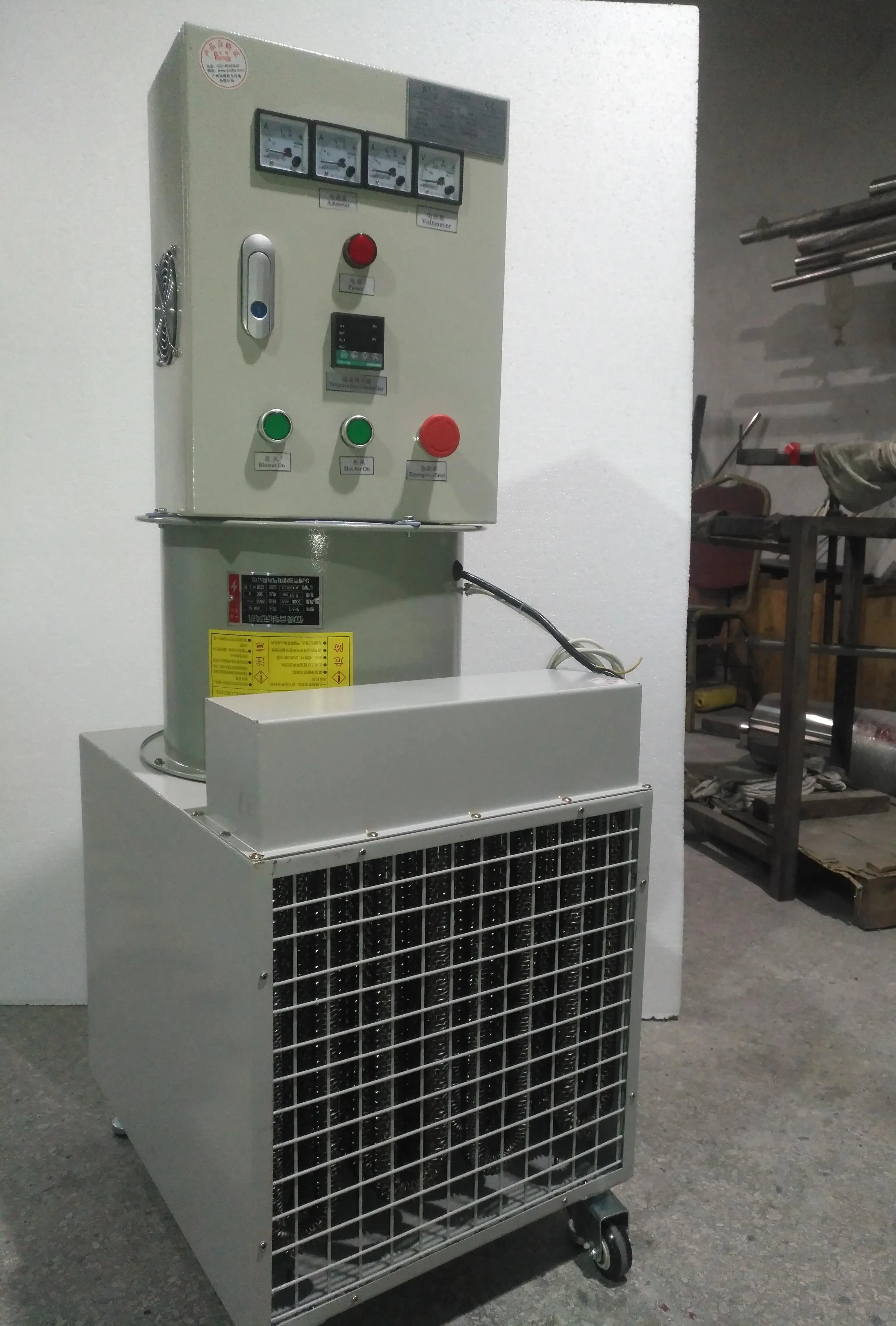 Ventilador Calentador de ventilador de motor de 380 V de acero inoxidable para invernadero ChickenDirect Fabricación de fábrica 12 KW Eléctrico 60 ℃   Calentador de aire caliente