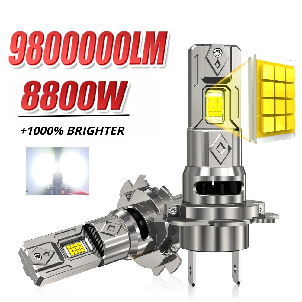 8800W H7 LED Headlight Bulbs 9800000LM For Car 1:1 Mini H7 Led Turbo Automobile Headlamp With Fan 12V White 6000K Plug and Play