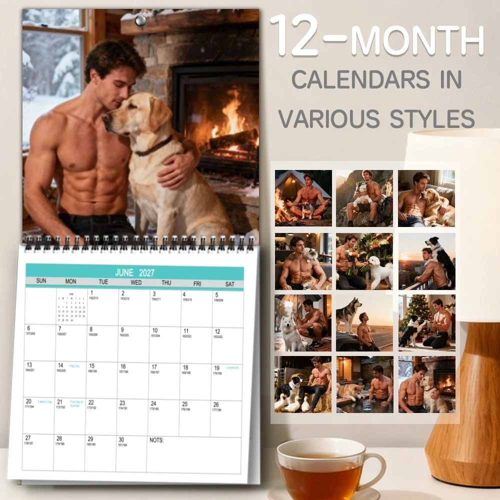 2027 Wall Calendar 12-Month Muscular Men You Can Make Your Life Effective Thoughtful Designs Gifts Choice for Home Office Use