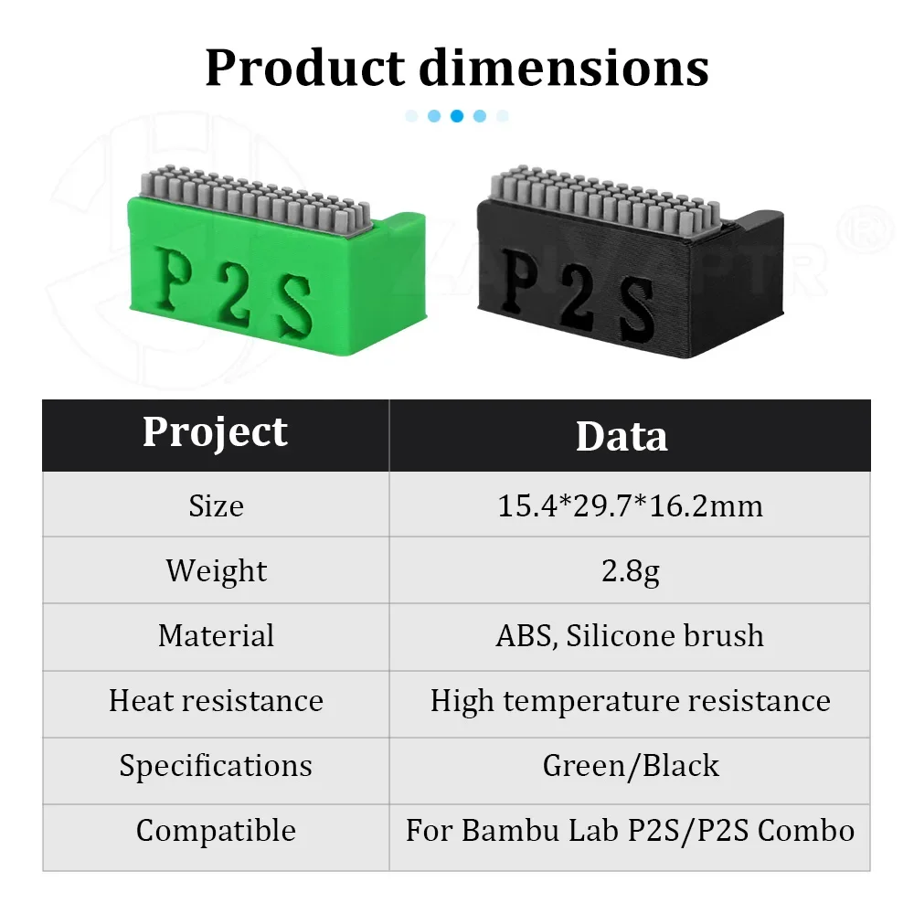 Upgraded ABS Nozzle Wiper for Bambu Lab P2S High-Efficiency Cleaning 3D Printer Parts Green Black