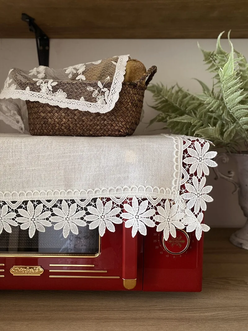 

American Style Linen Lace Table Mat Cover Heat-insulating Cup Mat Dust-proof Cover Retro Dessert Coffee Table Mat