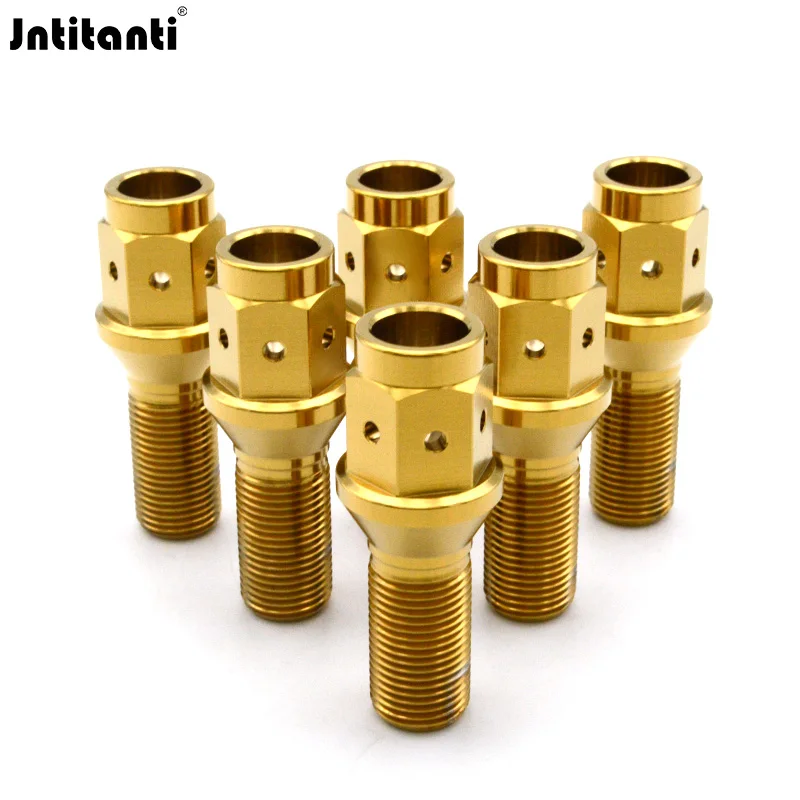 Jntitanti Gr5 Titanium Cone Seat Car Wheel Bolts M14x1.5x28mm 10.9 grade for refitted VW AUDI etc.