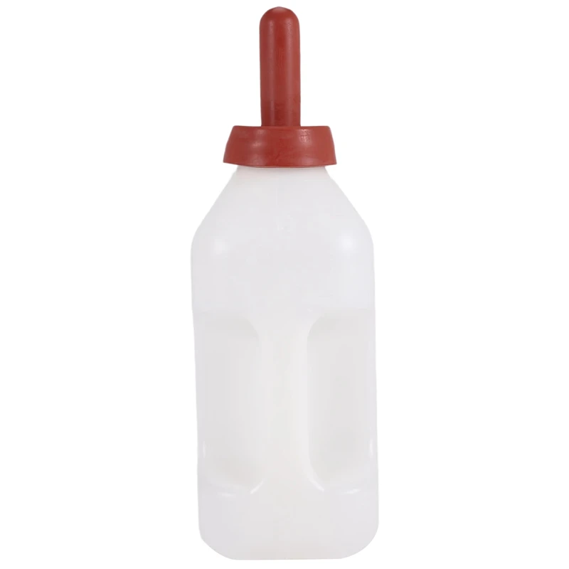 

Hot Calf Bottle With Handle And Push-On Nipple 2 Quart Feeder For Nursing Baby Cows