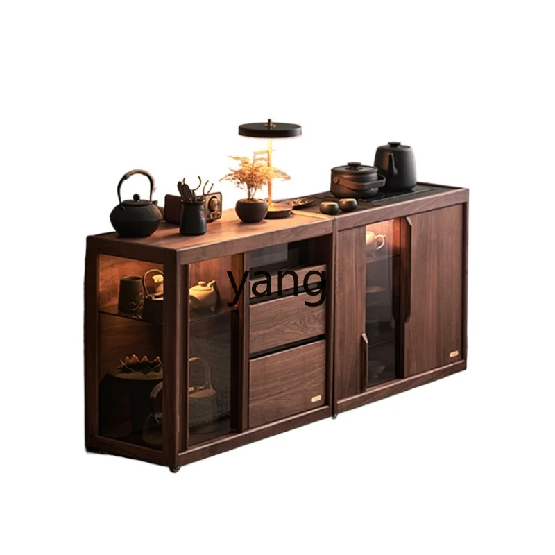 CXX new Chinese tea cabinet solid wood movable sofa side cabinet tea table