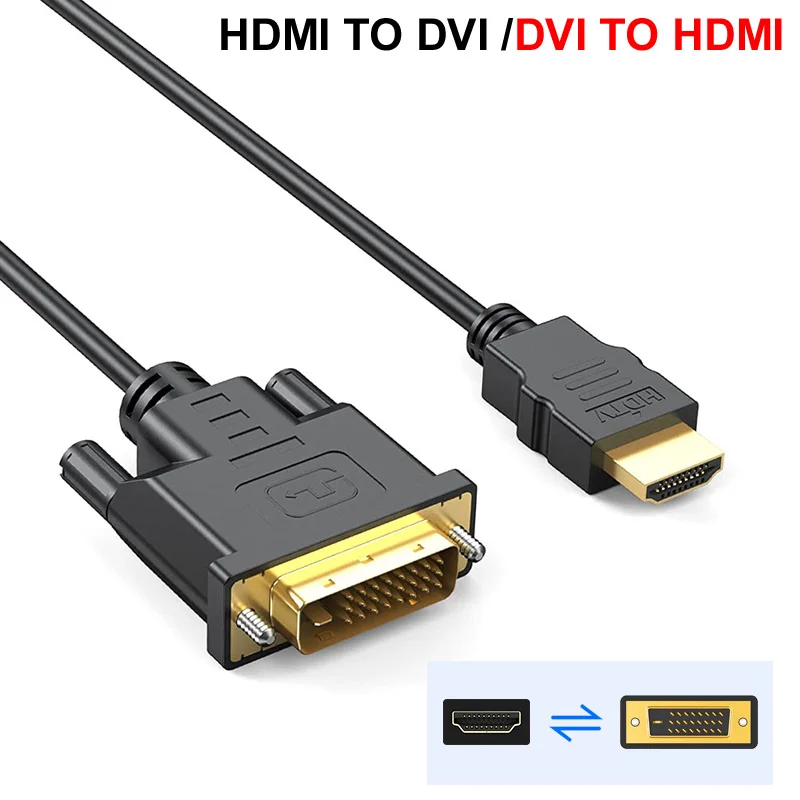 1/2/3/5M HDMI-uygulanabilir DVI-D kablo erkek 24 + 1 DVI-D erkek adaptör altın kaplama 1080P HD HDTV HD PC projektör için PS4