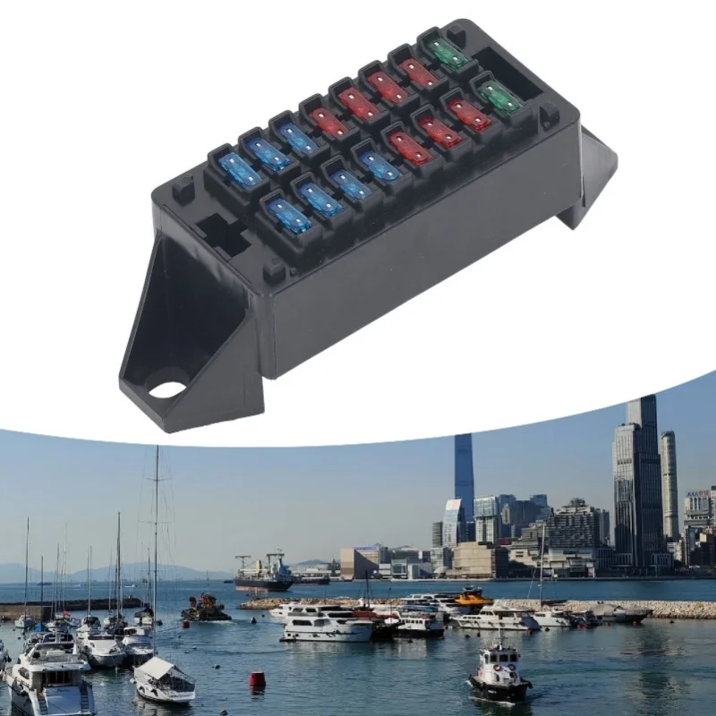 16 Way Automotive Fuse Box Mini High Temperature Resistant 16PCS Fuse 32 Wire Terminals Holder Set For Car Bus Boat