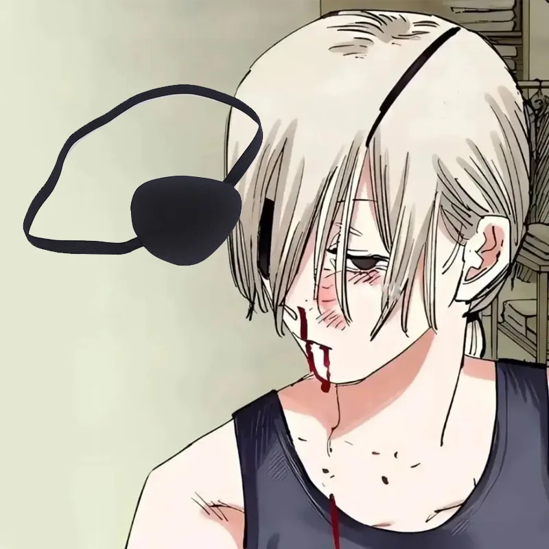 หน้ากากปิดตา Chainsaw Man ของ Quanxi อุปกรณ์คอสเพลย์สำหรับผู้ชายและผู้หญิง สีดำ ปิดตาข้างเดียว สำหรับงานคอมมิคคอนและการแสดงบนเวที