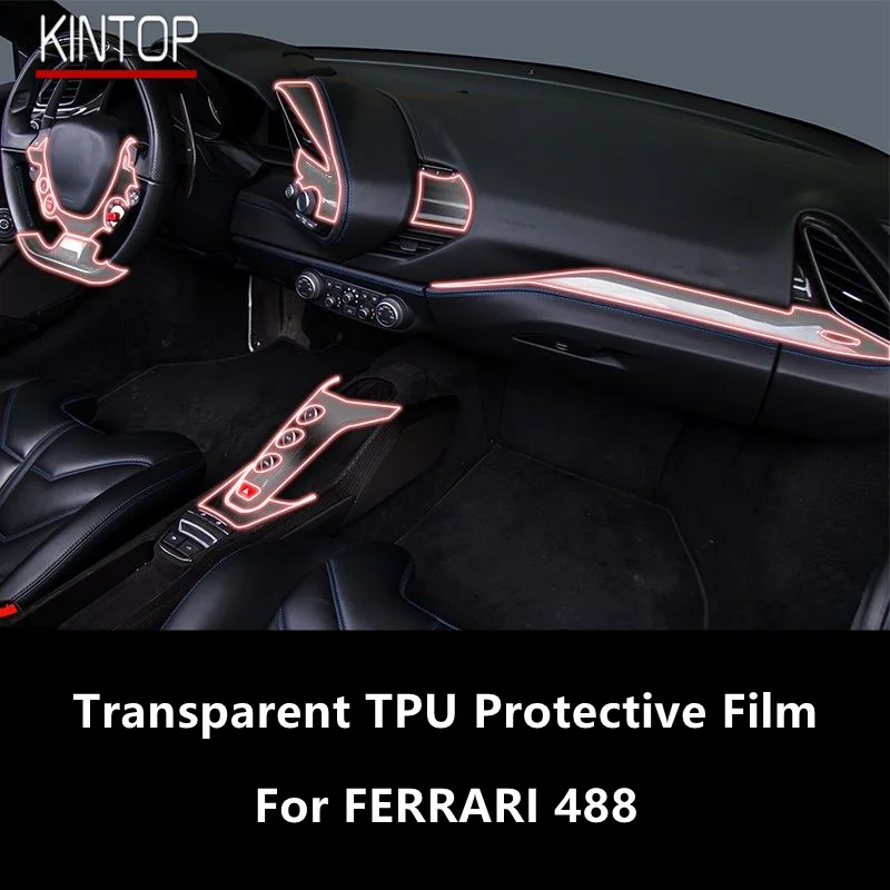 

For FERRARI 488 Car Interior Center Console Transparent TPU Protective Film Anti-scratch Repair Film Accessories Refit