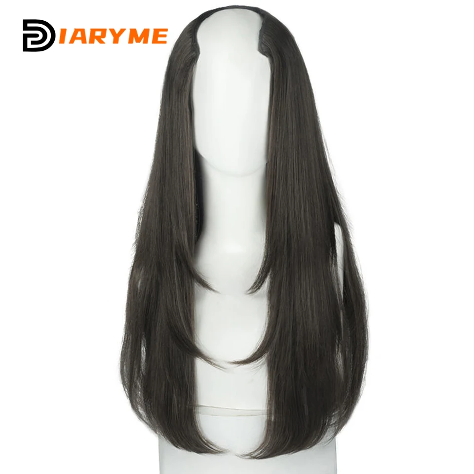 DM-Peluca de cabello sintético para mujer, postizo de pelo largo con Clip Invisible, extensiones naturales y esponjosas