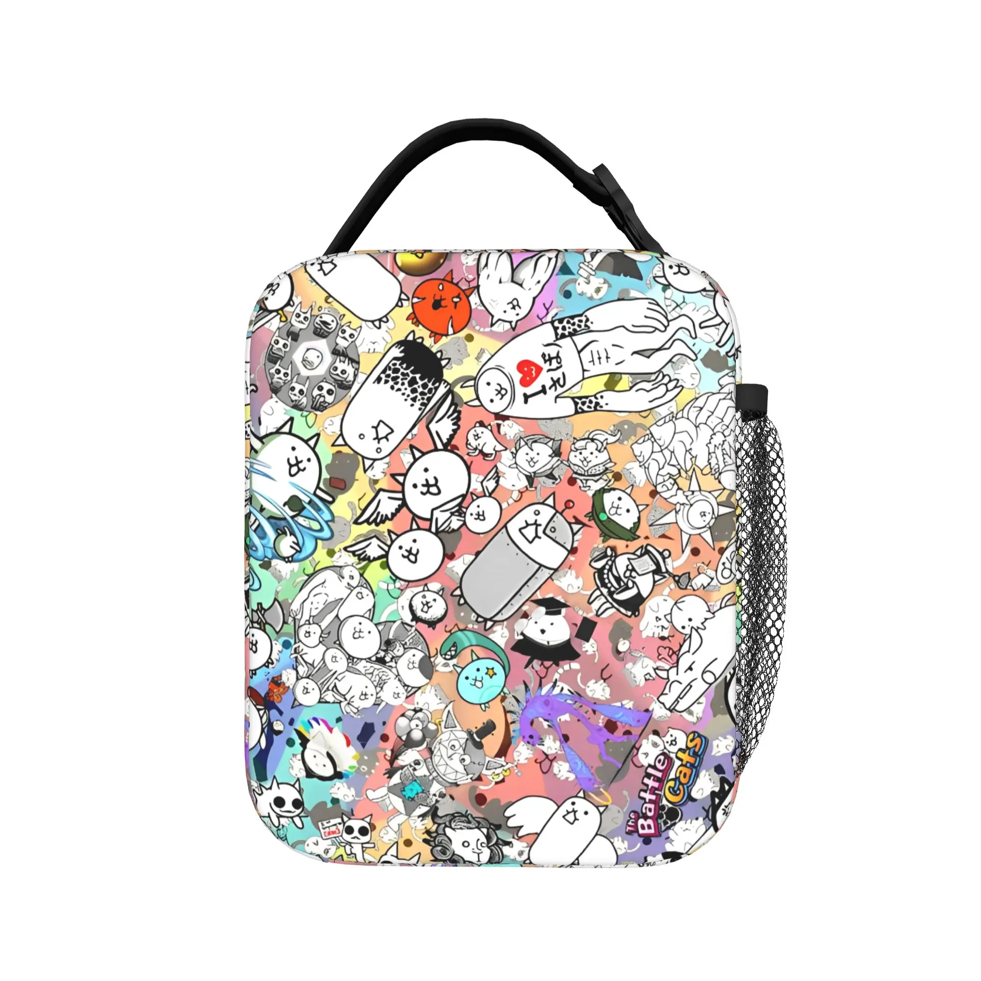 The Battle Cats Collage Insulated Lunch Bags Large Cartoon Game Lunch Container Cooler Bag Tote Lunch Box Food Handbags