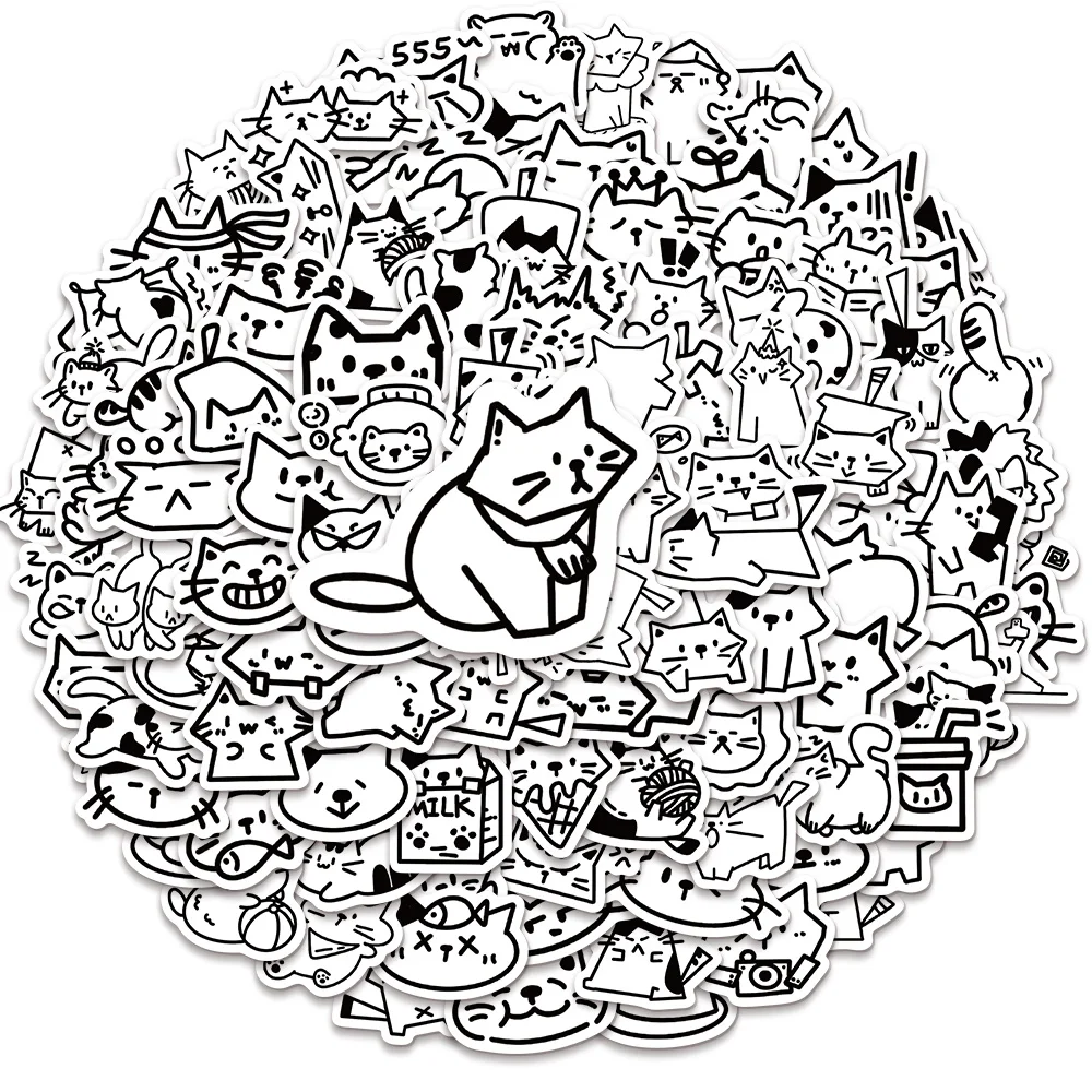 

110PCS Simple Kitten Decoration Graffiti Stickers DIY Skateboard Motorcycle Notebook Toy Stickers