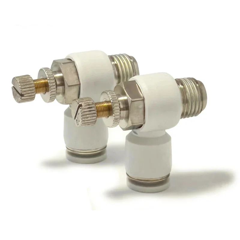 1PCS High Quality White Adjustable Quick Connector SL4-M5 SL6-01 8-02 03 Flow Regulating Valve Quick Plug Pneumatic Fittingss