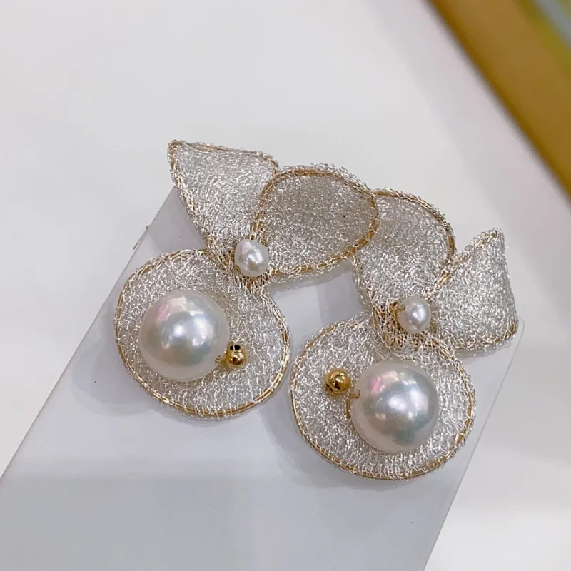 

SGARIT 14k Filled Gold Earrings Natural Freshwater Pearl Trendy Women's Jewelry Prevent Allergies Does Not Fade SE30