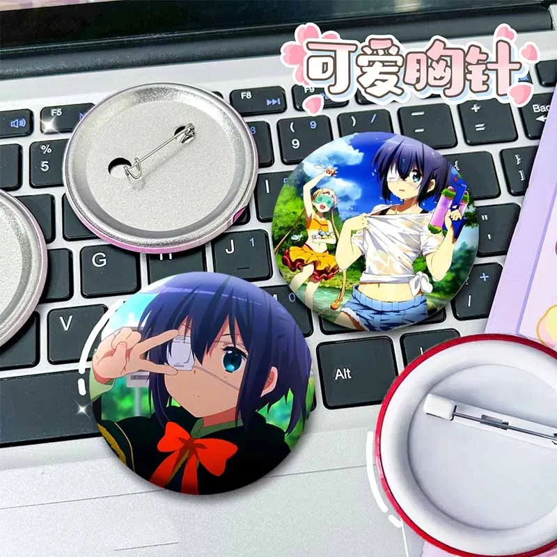 Cartoon Character Rikka Takanashi Sanae Yuuta Brooch Kawalii Anime Soft Button Pin Enamel Badge Bag Clothing Accessories Gifts