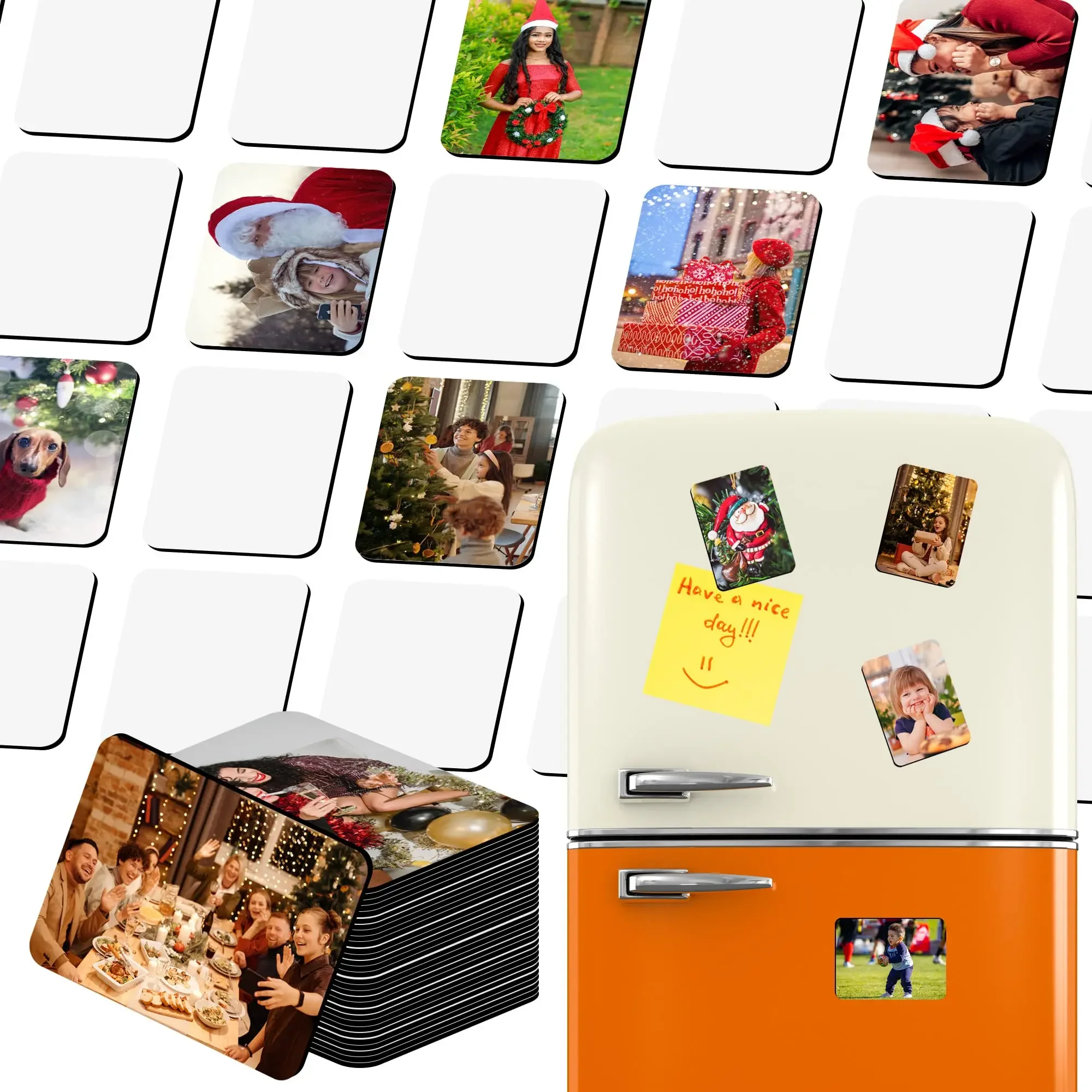 

50/100pcs Sublimation Blanks Magnet Personalized Fridge Magnet Square Heart Shape Fridge Refrigerator Wall Door Decoration