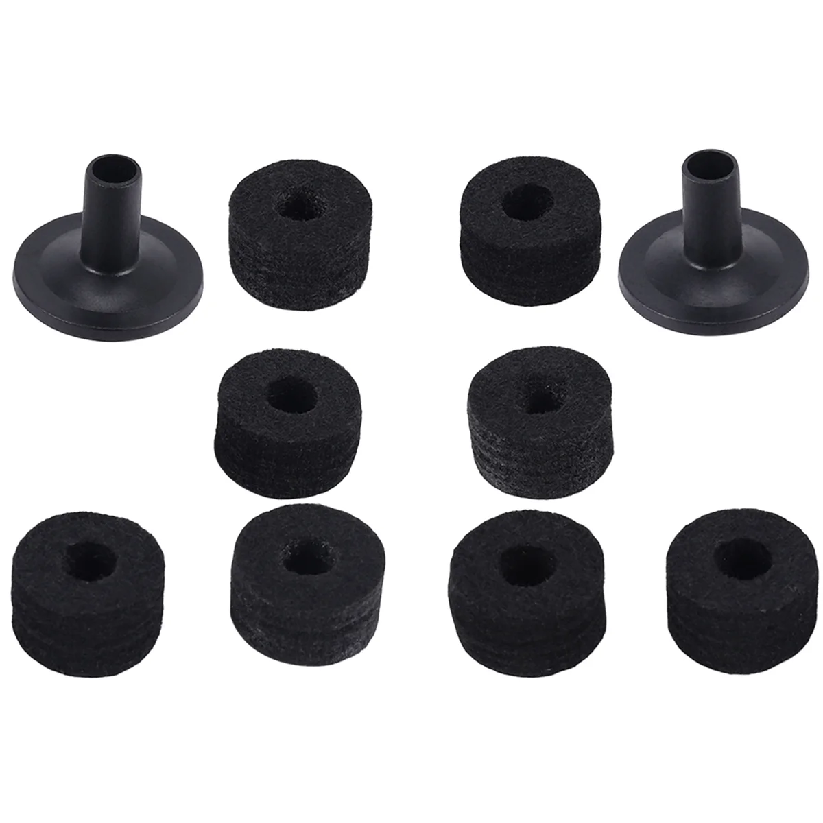 8PCS Cymbal Stand 25mm Felt Washer + 2PCS Cymbal Sleeves Replacement for Shelf Drum Kit