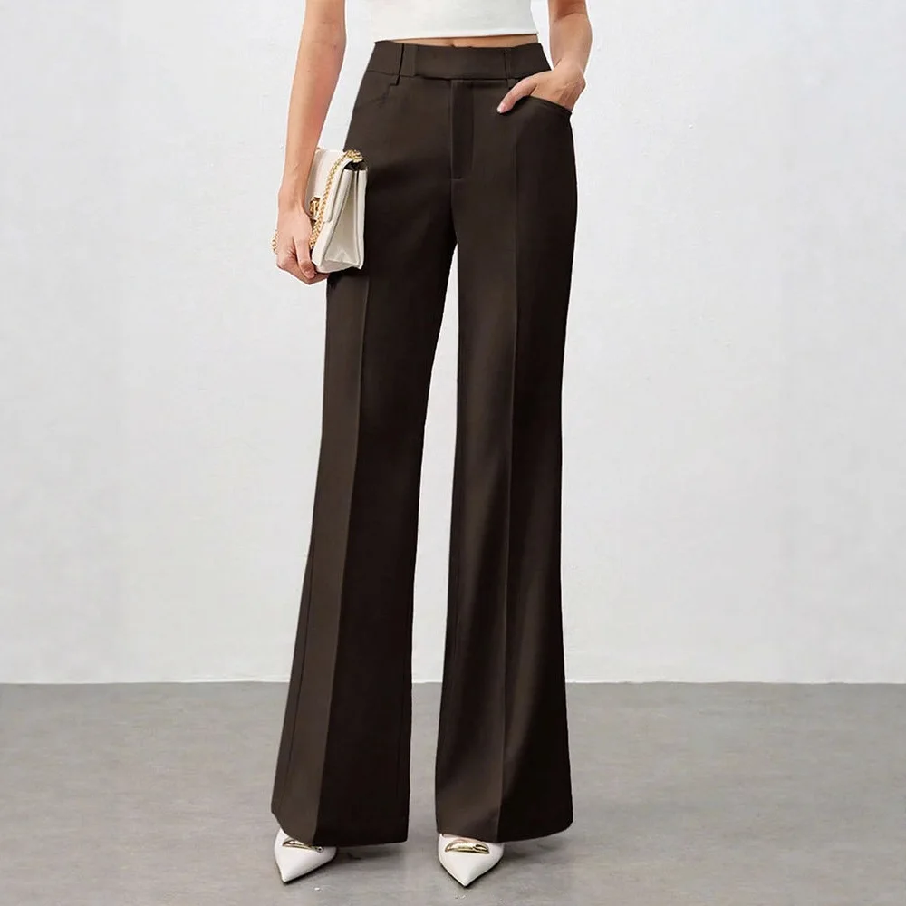 Taille haute femmes costume pantalon automne droit bureau dames mode pantalon décontracté bouton ample femme Chic pantalon nouvelle femme vêtements