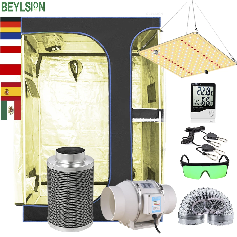 BEYLSION 2-in-1 Grow Box High Reflective Mylar with Multi-Chamber and Floor Tray for Hydroponic Indoor Plant Growing