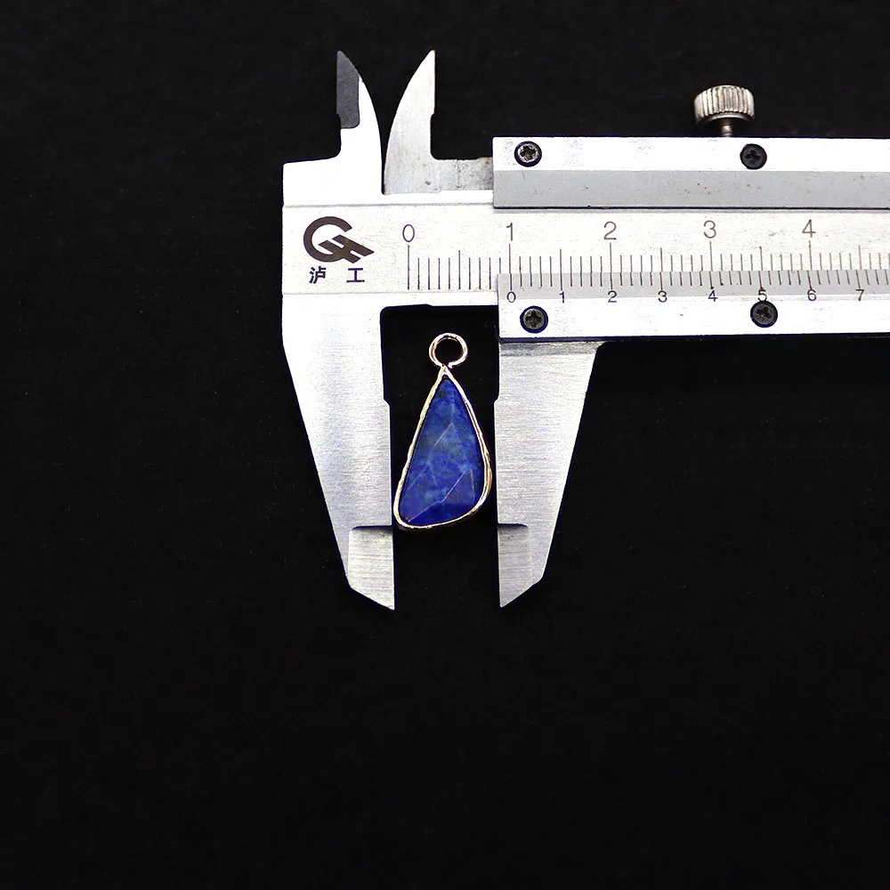 Triangular Geometry Natural Stone Crystal Spotted Stone Edge-Wrapped Single-Hole Pendant DIY Accessories Materials for Necklaces