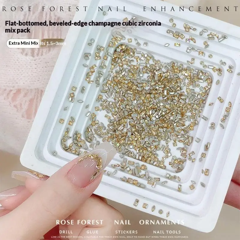 50Pcs 1.5-4mm Horse Eye/Rhombus 3D Glitter Nail Diamond DIY Chic Tiny Crystal Ice-Transparent Mini Sparkle Nail Art Rhinestone