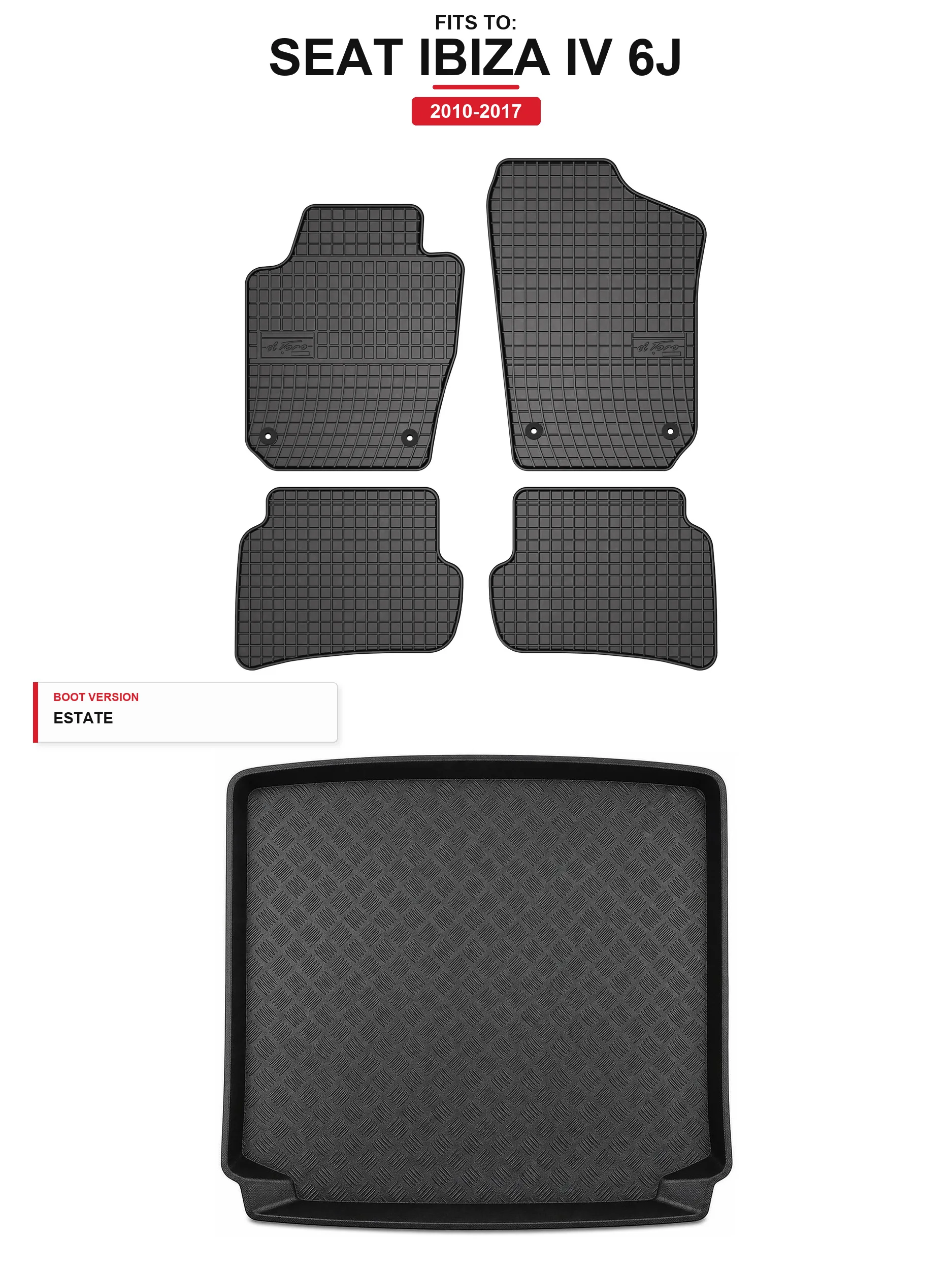 Rubbermatten Solidpro + kofferbakmat voor: Seat Ibiza Iv 6J 2010-2017