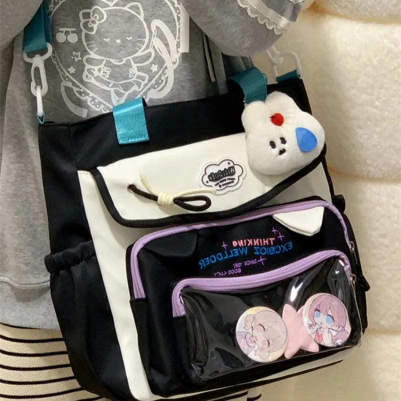 

Richme Dopamine Women Ita Bags 2025 Casual Nylon Embroidered Crossbody Shoulder Bags Patchwork Students Commute Tote Bolso Mujer