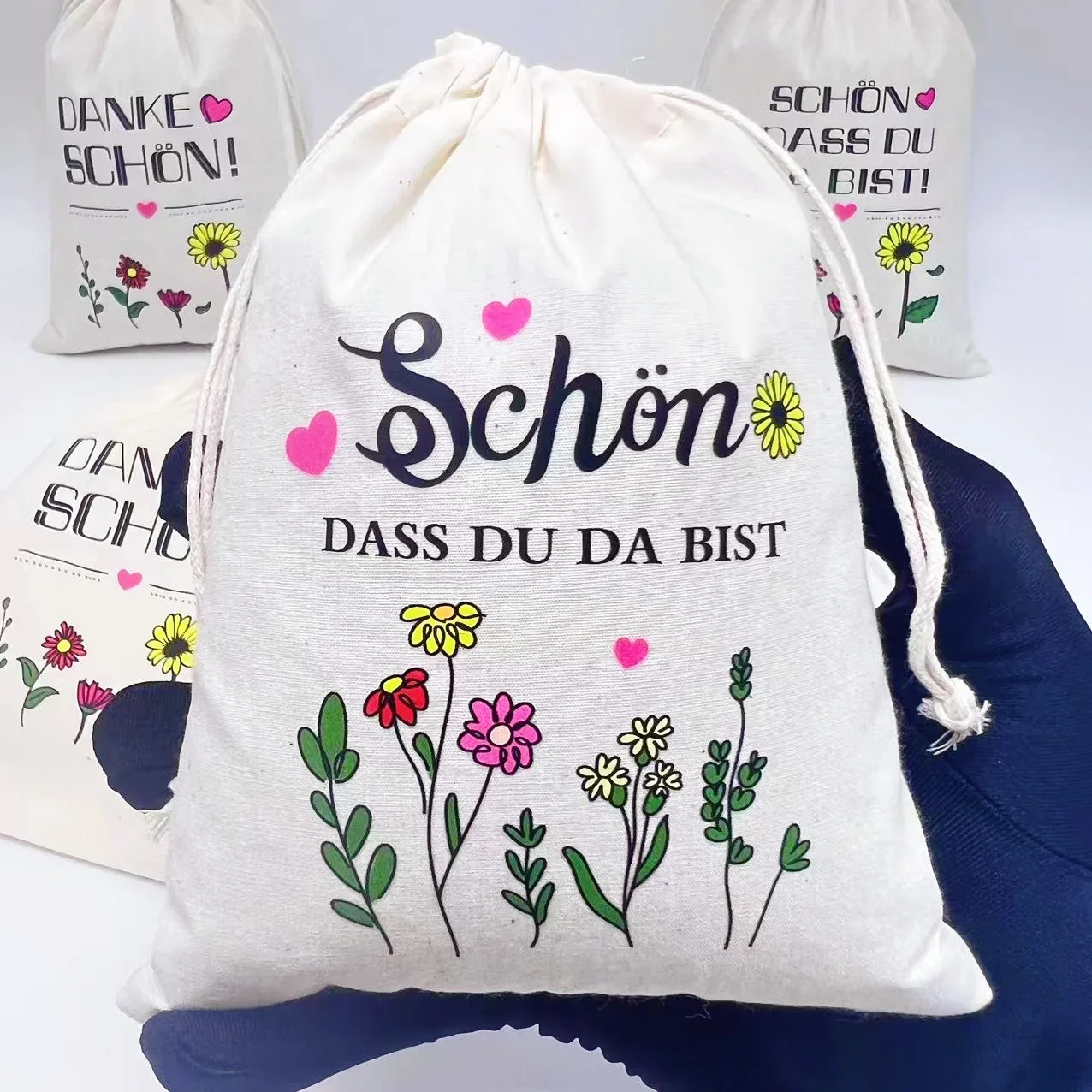 حقيبة هدايا VIKAMA 10 قطع ألمانية "Schon DASS DU DA BIST"، حقيبة تخزين للديكور الاحتفالي، الحفلات والمناسبات الخارجية، حقيبة للحلوة #3