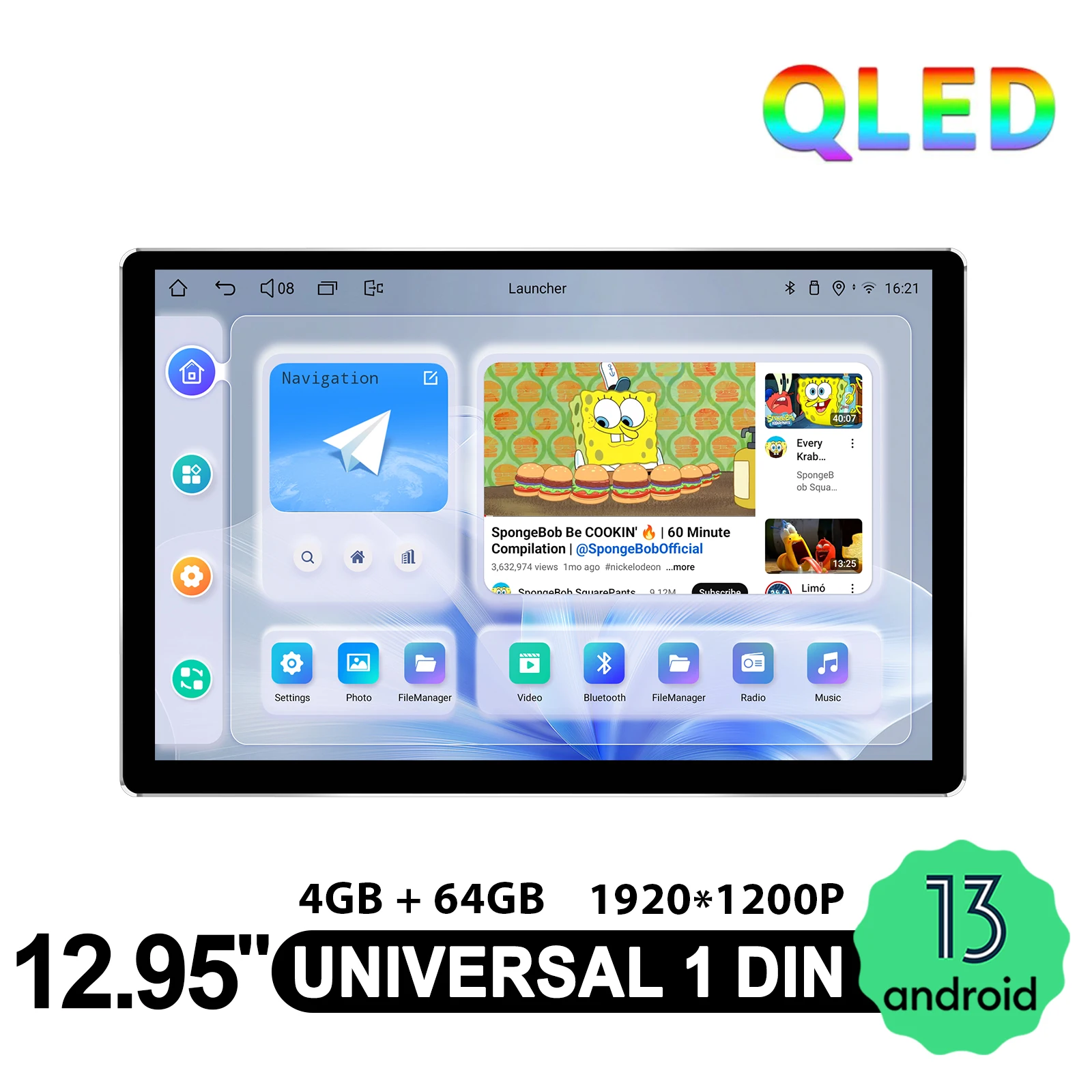 JOYING 12.95 ''راديو ستيريو السيارة العالمي 1920x1200 HD مشغل وسائط متعددة بلوتوث FM AUX Carplay وأندرويد السيارات الشحن السريع