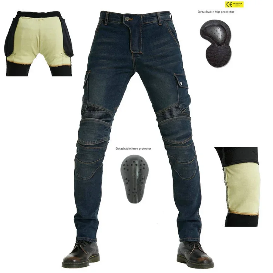 Motorcycle Jeans Kevlar Thicker Double Protection Cycling Pants Upgraded Silicone Protective Gear Riding  Racing Pants