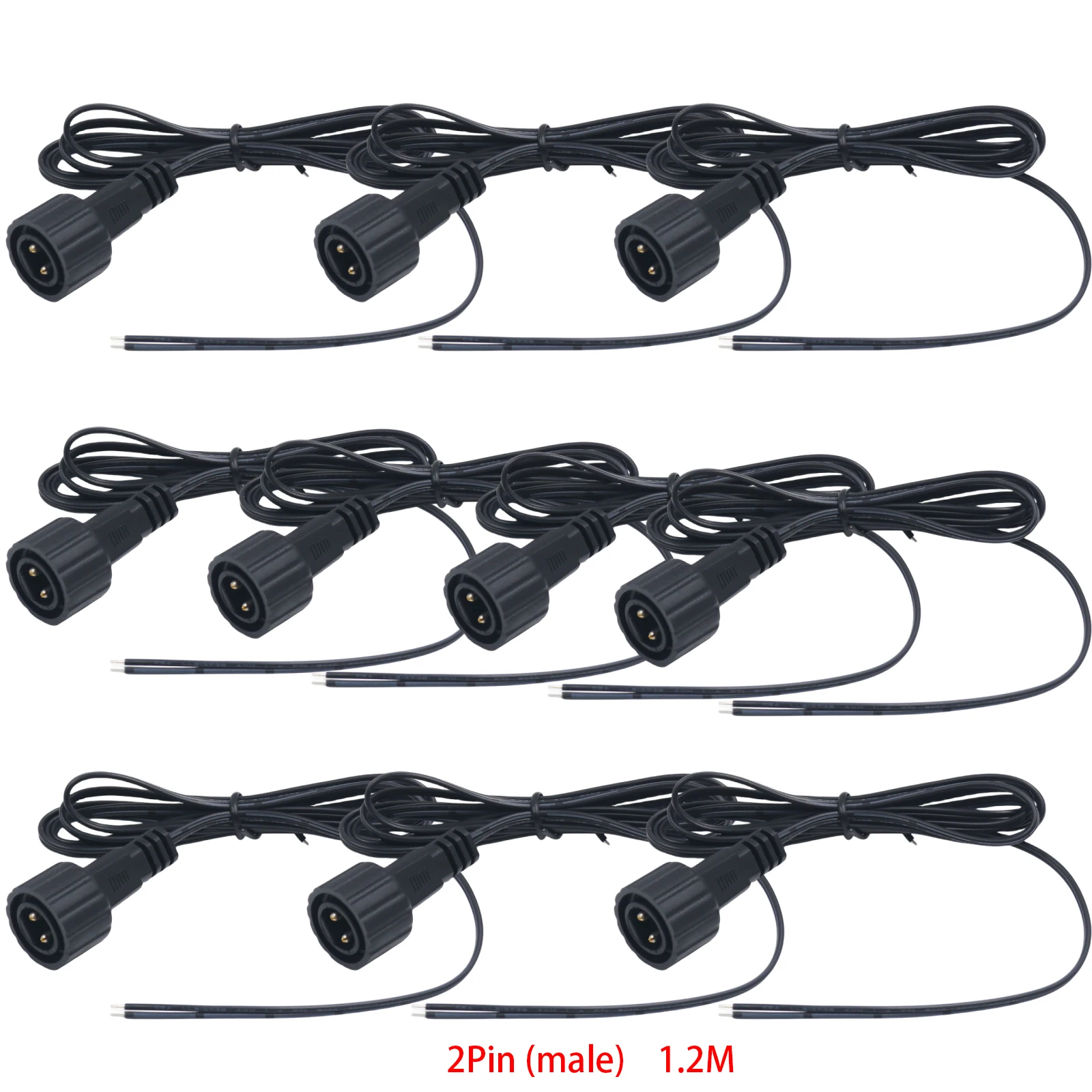 IP67 Male To Female LED Connector Wire 1.2M 3M Waterproof Black Power Cord 5/10pcs 2Pin Extension Power Cable For Solar Panel