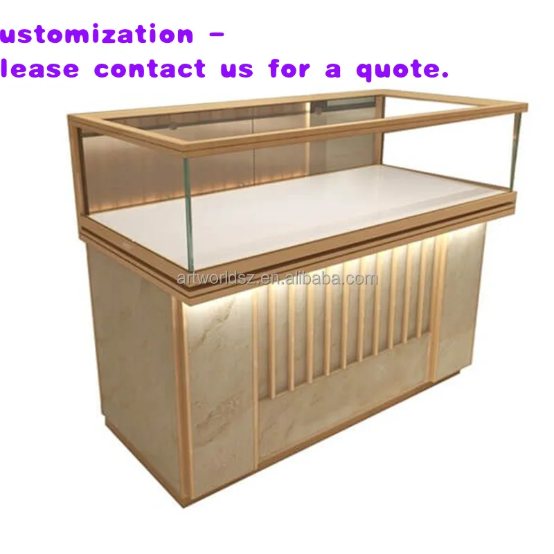 

custom.Artworld Displays Customization Shop Counter Golden Jewelry Display Counter | Boutique Jewelry Store Furniture