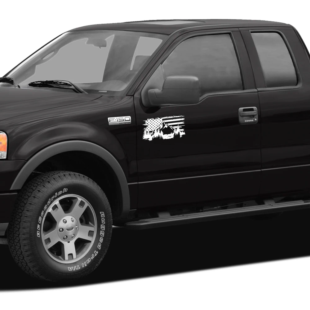 Car Premium Vehicle Sticker American Flag Mountains Decor Decals Truck Computer Wall Outdoor Vinyl Cover Auto Tuning Accessories