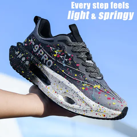 Men‘s Cushioning sneakers Cool Glow in the Dark shoes Lace Up Lightweight Anti slip Running Shoes Women's Autumn Sports shoes