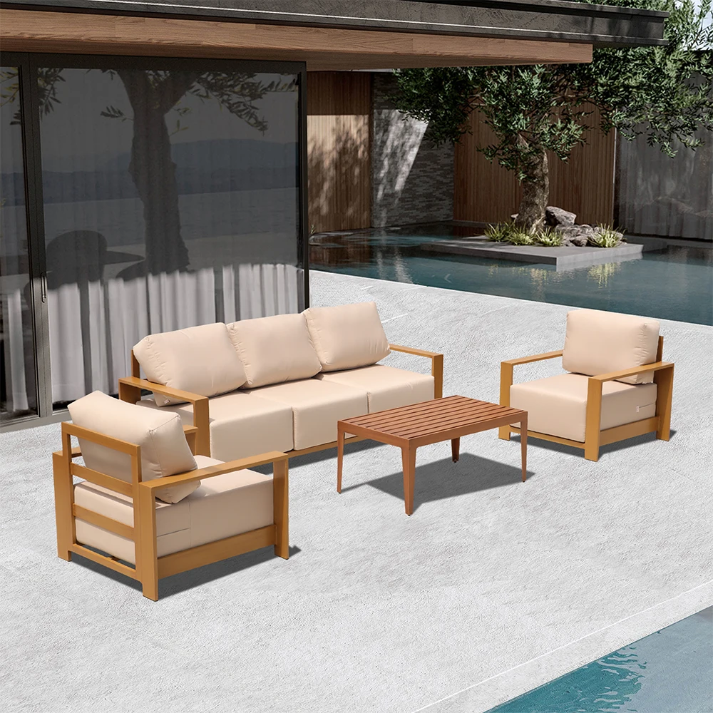 

High-End Modern Design Aluminum Outdoor Sofa sectional Set Big Garden Couch Cushion for Resort & Hotel Furniture for Backyard