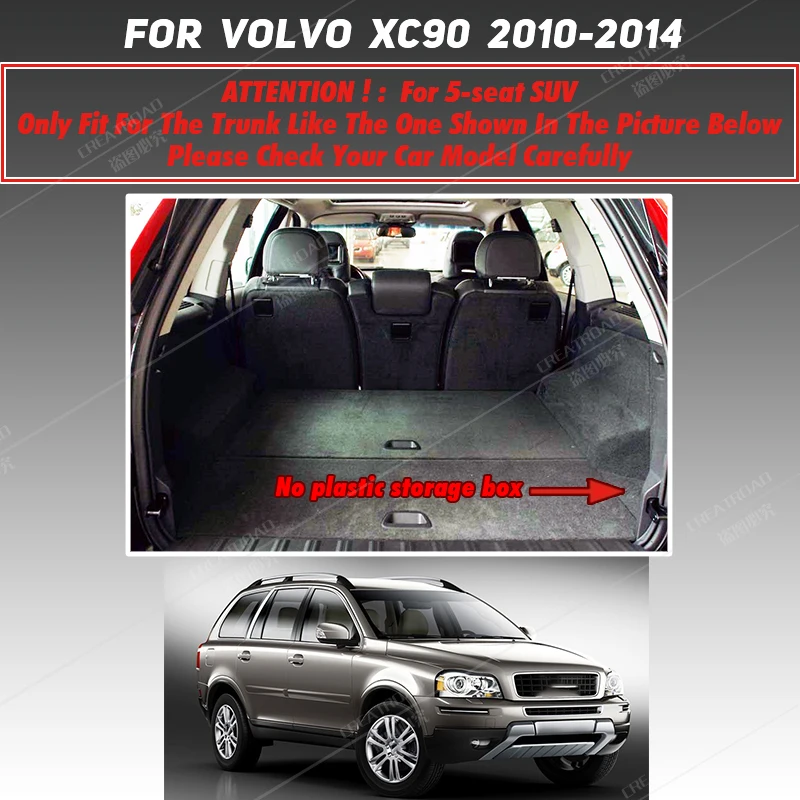 Car trunk mat for Volvo XC90 Five seats 2010 2011 2012 2013 2014 cargo liner carpet interior accessories cover