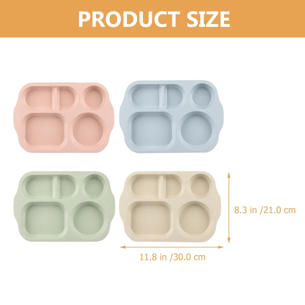 

4 шт. детские разделенные тарелки, небьющийся поднос для сервировки еды, порционная контрольная тарелка для дома, ресторана, столовой