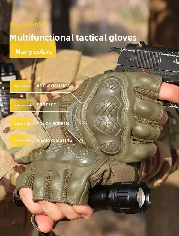 

Half-Finger Tactical Gloves: Anti-Skid, Wear-Resistant Protection for Military Enthusiasts, Sports, Cycling, Mountaineering & Sp