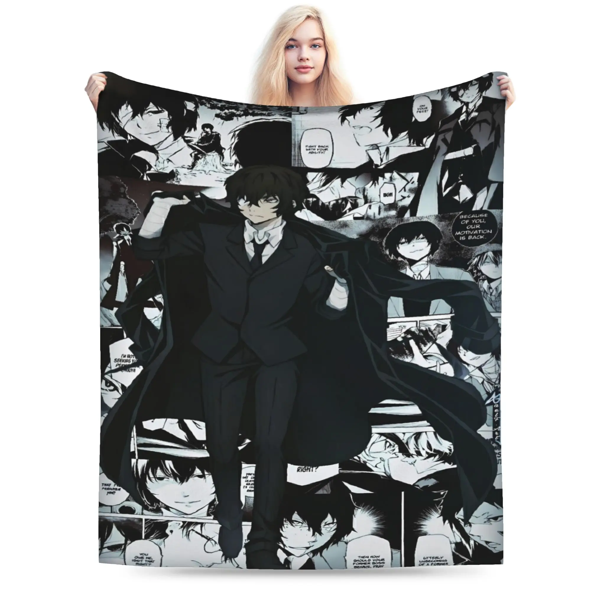 Warm Blankets Travel Dazai Bungo Stray Dogs Throw Blanket  Flannel Bedspread For Home Decor Novelty Sofa Bed Cover