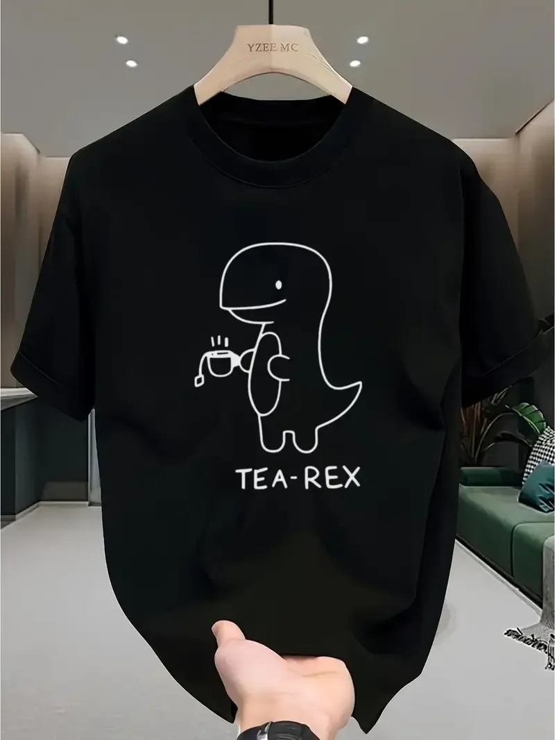 

Men & Women T-Shirt With Tea Rex Print 100% Cotton Casual Funny Graphic Short Sleeve Tee Gift for Men Summer Tops Y2K Streetwear