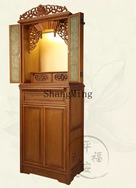 SM vertical cabinet is dedicated to Guanyin God of Wealth, and the cabinet is a simple one for home use.