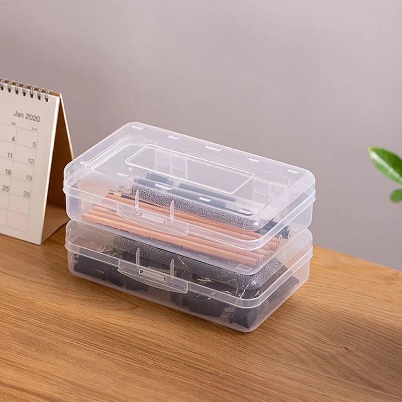 Transparent Pencil Box Hard Plastic Pencil Case Crayon Pen Box Sketch Pencil Case Stacking Office Supplies Organizer Box