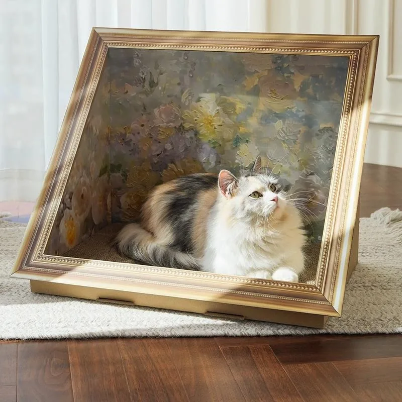 Four Seasons oil painting wall-mounted scratch-proof closed environmentally friendly paper cat toy cat bed