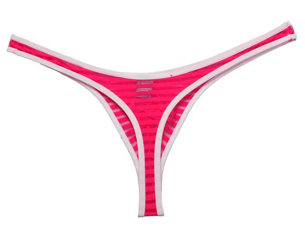 Men's Mesh Striped Thong Yarn Bikini Thong Pouch T-Back G-String jockstrap gay men thong jockstrap g string jock strap underwear