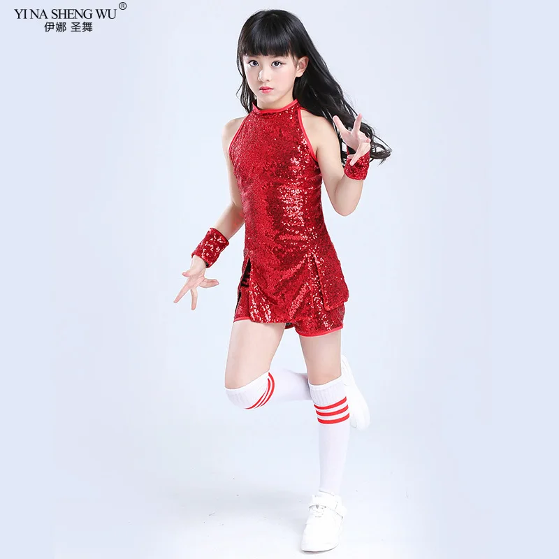 Children\'s Day Jazz Dance Costumes Hip-hop Street Dance Performance Sequined Sleeveless Suits Modern Dance Costumes Boys Girls