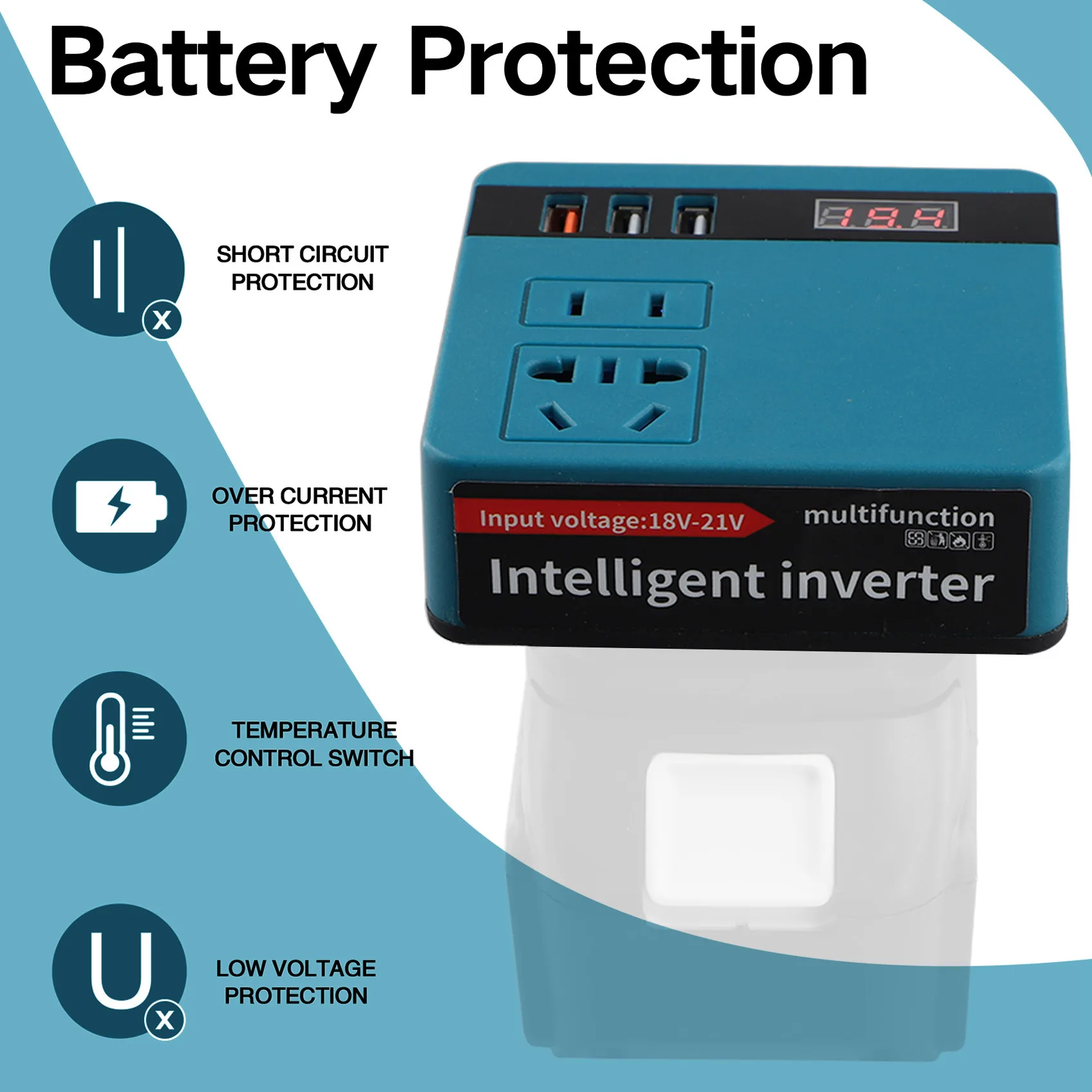 

Power Inverter DC Inverter Adapter Power Supply Inverter For Outdoor Work For -A21R