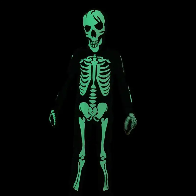 Halloween Skeleton Costume Skin-Friendly Glow in The Dark Jumpsuit Multifunctional Universal Unisex Skeleton Jumpsuit Costumes