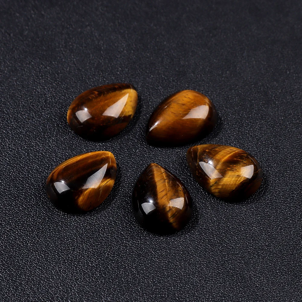 10PCS Natural Stone Cabochon Beads Water Drop Shape Tiger Eye Malachite Pink Quartz Stone for Jewelry Making Rings DIY 13x18mm