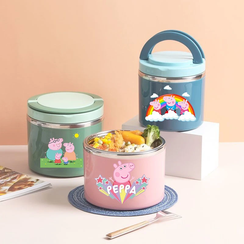 

Термосумка для обедов Peppa Pig: милый аниме-бокс с персонажами, модный мультяшный ланч-бокс, вместительный термоконтейнер, подарки