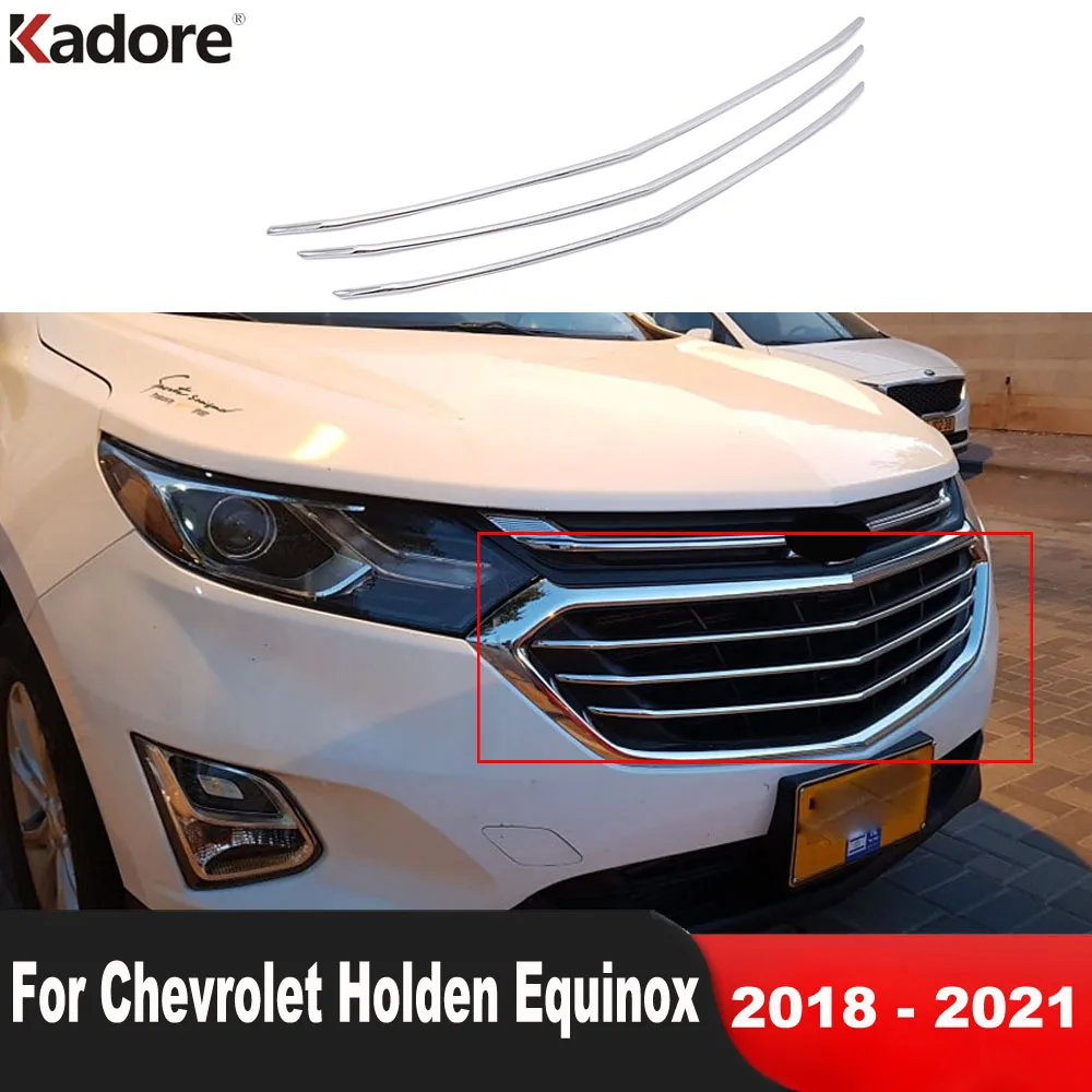 For Chevrolet Holden Equinox 2018 2019 2020 2021 ABS Chrome Car Front Center Grille Grills Cover Trim Molding Strips Accessories